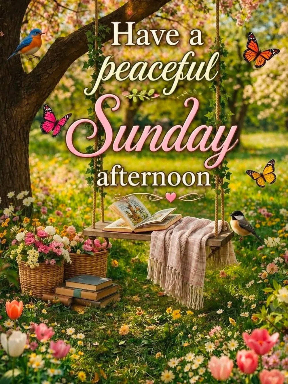 Have a Peaceful Sunday Afternoon Wall Art Print - Pink & Green